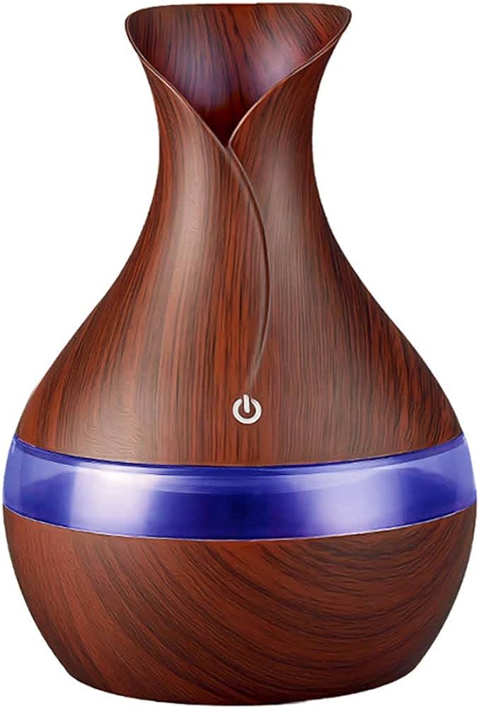 ULTRASONIC PERSONAL HUMIDIFIER 300ML – VASE STYLE/DARK WOOD GRAIN COLOR