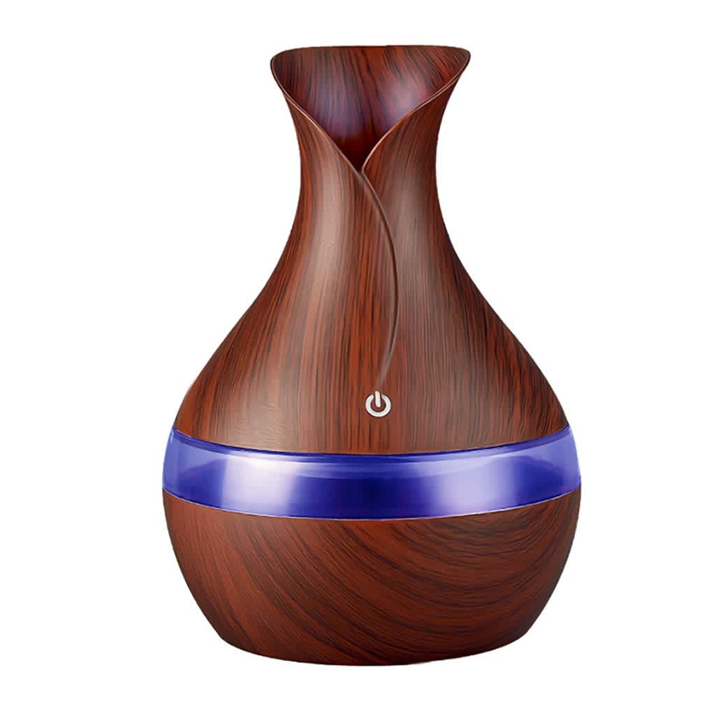 ULTRASONIC PERSONAL HUMIDIFIER 300ML – VASE STYLE/DARK WOOD GRAIN COLOR
