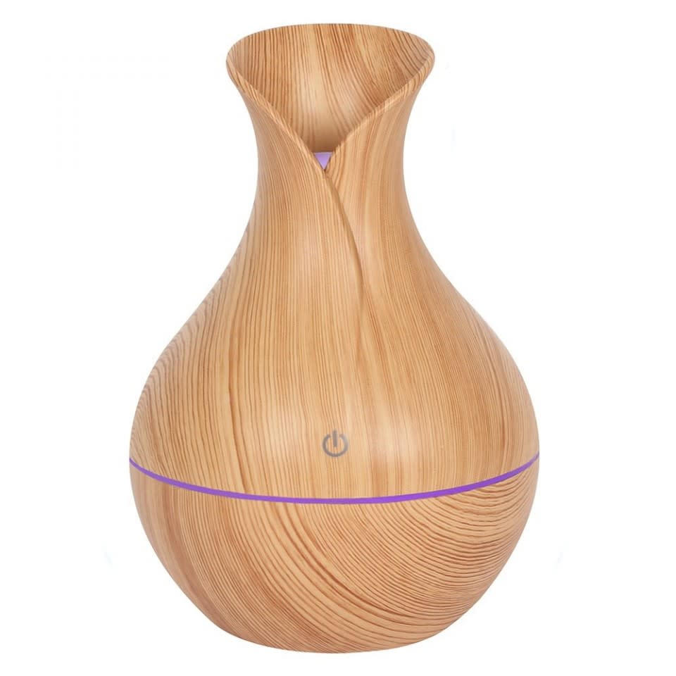 ULTRASONIC PERSONAL HUMIDIFIER 300ML – VASE STYLE/LIGHT WOOD GRAIN COLOR