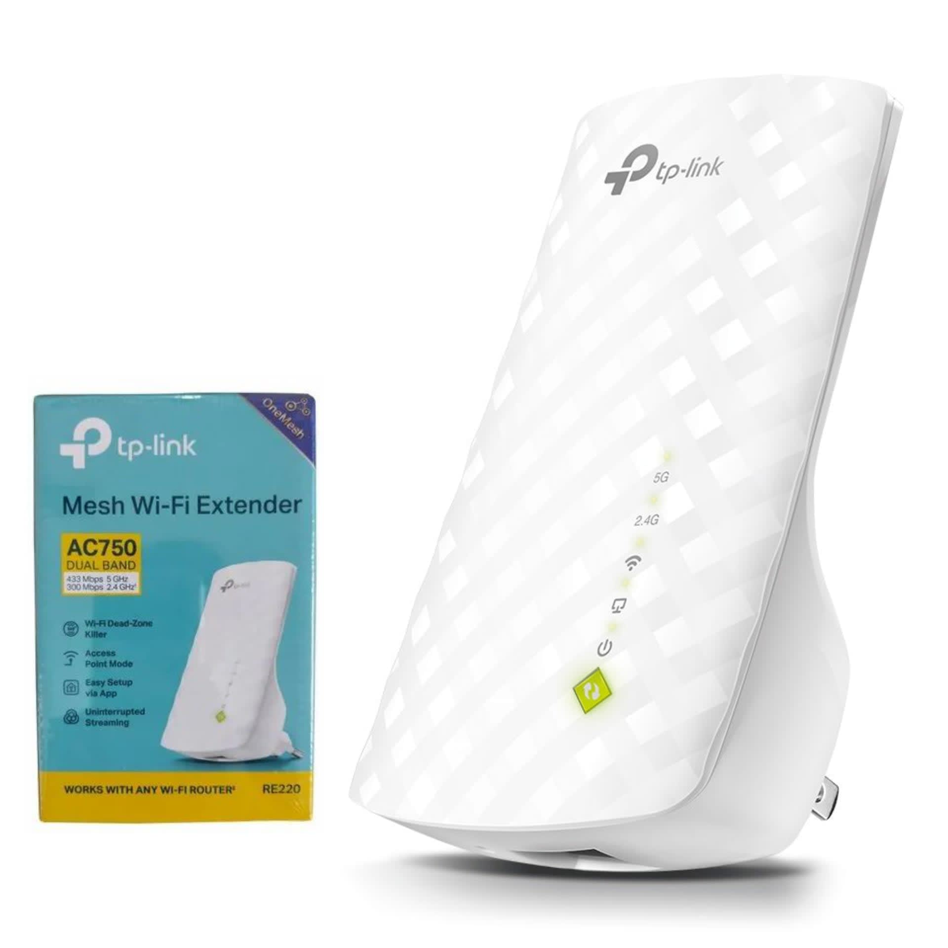 TP-LINK RE220 WIFI EXTENDER WITH ETHERNET PORT, DUAL BAND 5GHZ/2.4GHZ