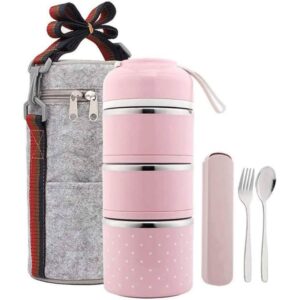 LUNCHBOX - STAINLESS STEEL BENTO BOX SET (PINK COLOR)