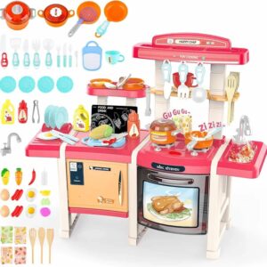 70CM SPRAY KITCHEN WITH 45PCS ACCECORIES AND FRYPAN- PINK